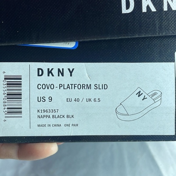 DKNY Covo black‎ leather platform sandals Size 9 - Picture 12 of 13